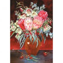WA Qualup Bells, Proteas And Flowering Eucalyptus by Peggy Shaw